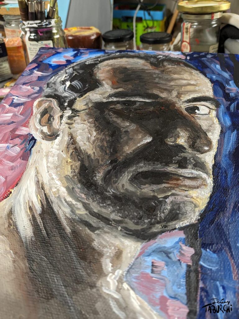Un peu de peinture à l’huile, un autoportrait