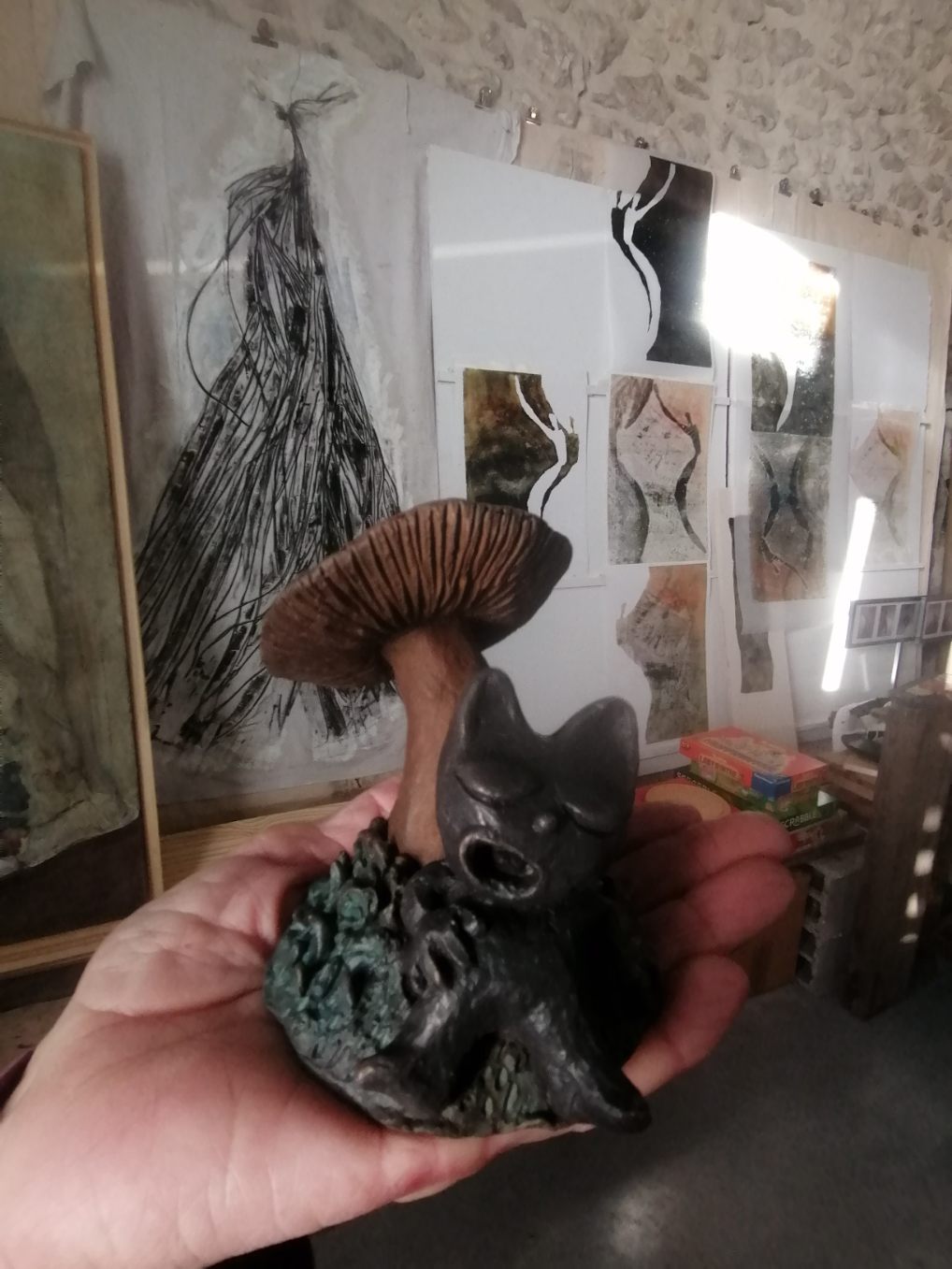 Premiers essais de patine de ma sculpture en bronze