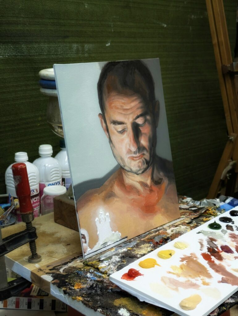 Un nouvel autoportrait, à la chandelle, un tableau peint à l’huile sur carton entoilé