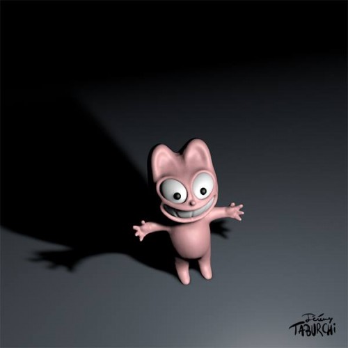 Premiers essais de rendu 3D du Chat Rose