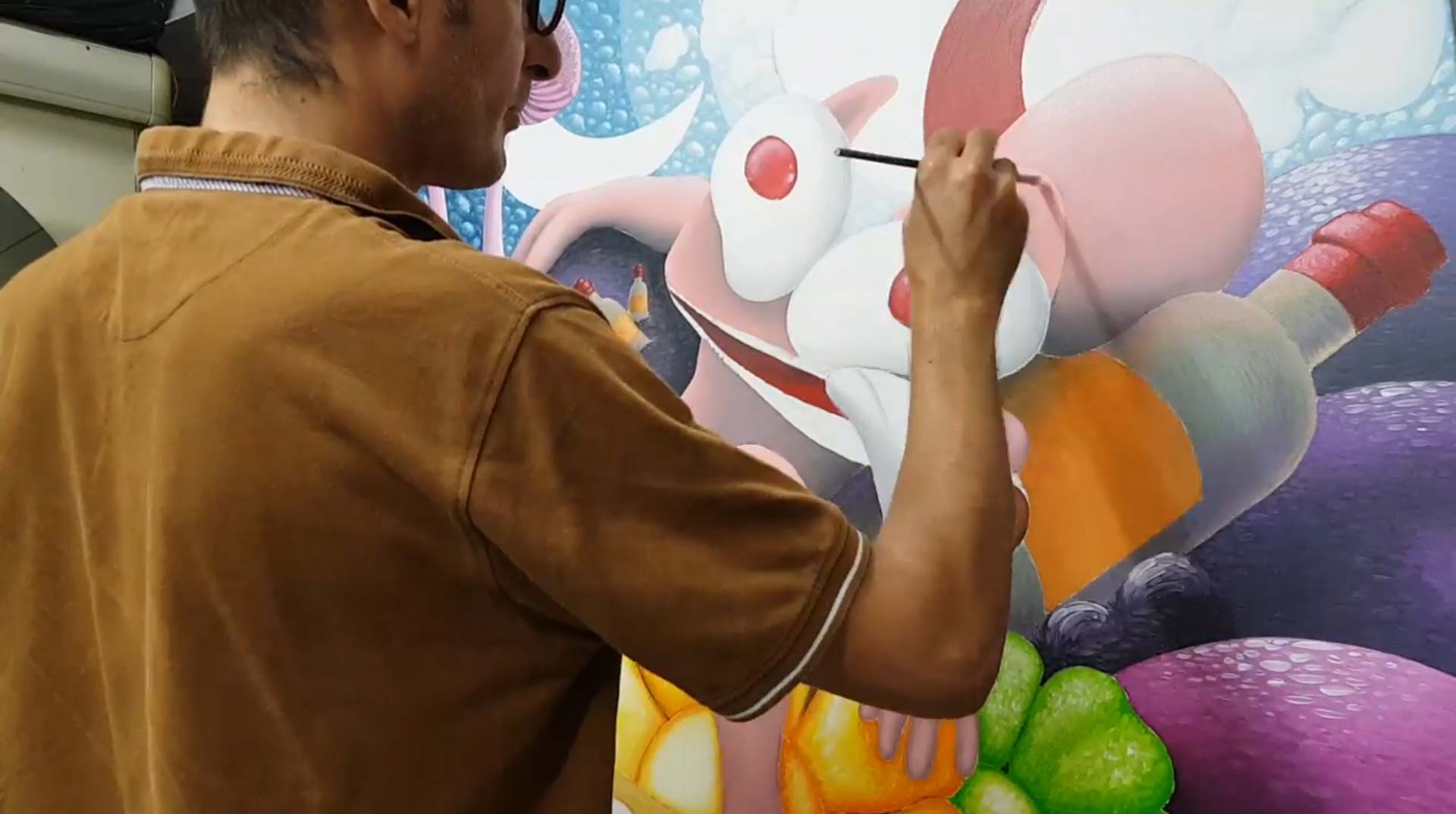 Timelapse sur peinture du Chat Rose