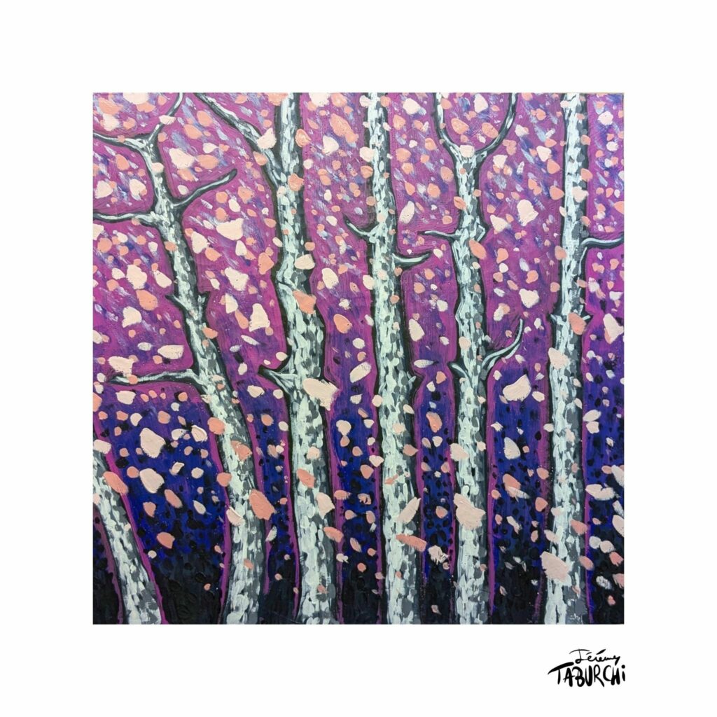 Peinture moderne d’une forêt