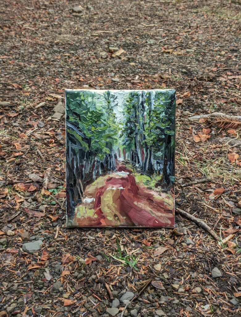 La piste en hiver, une nouvelle peinture sur le motif