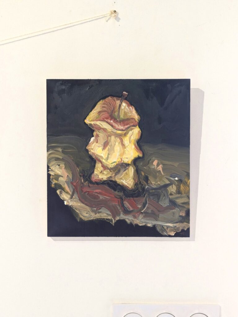 Première exposition d’un tableau à l’huile en galerie – « Le Trognon »