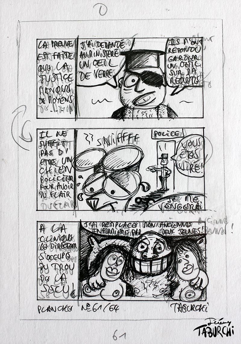 Planche originale d’étude de la bande dessinée N°61