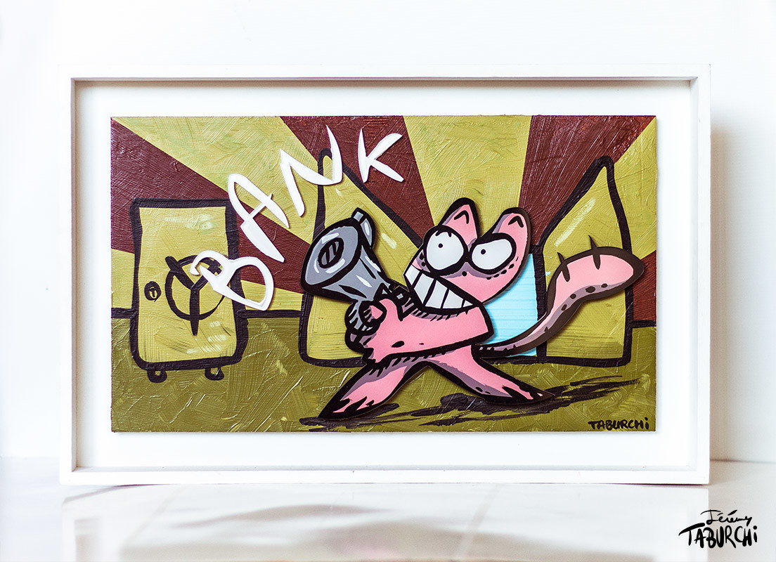 Bas relief bois et plexi « Bank »