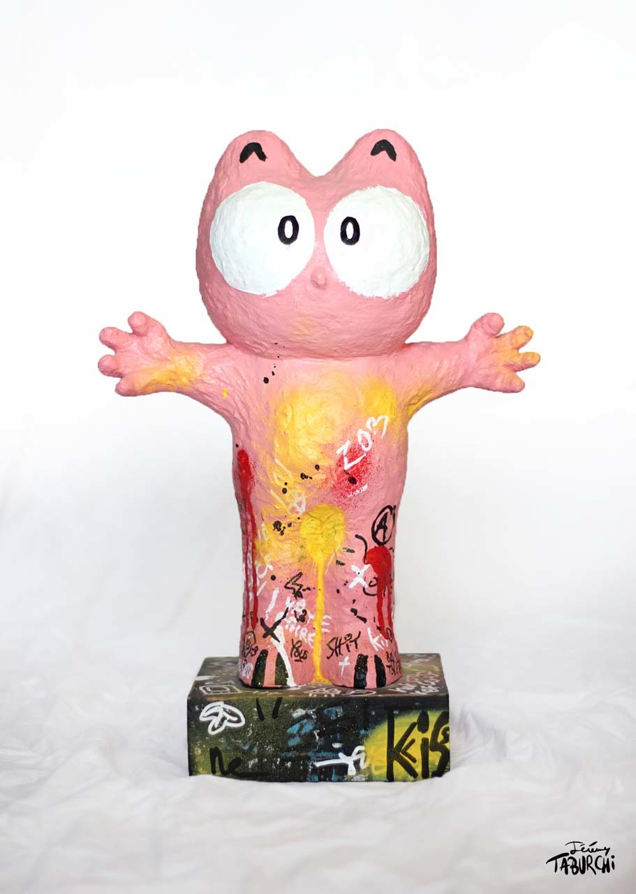 Sculpture du Chat Rose façon Street-Art